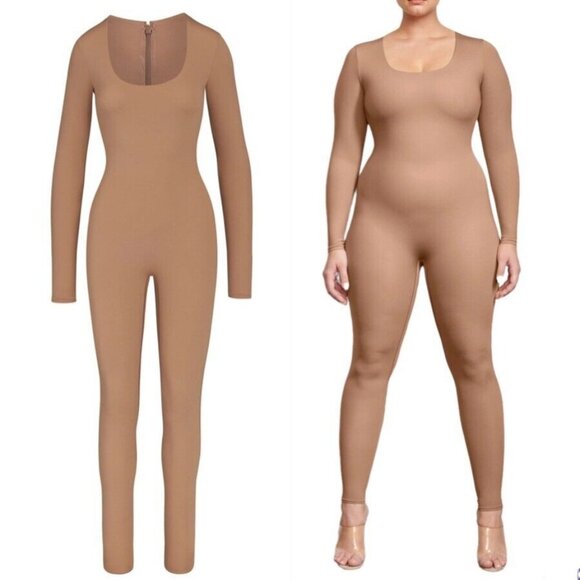 SKIMS All-In-One Scoop Neck Long Sleeve Onsie Jumpsuit Sienna 3X - Picture 1 of 14